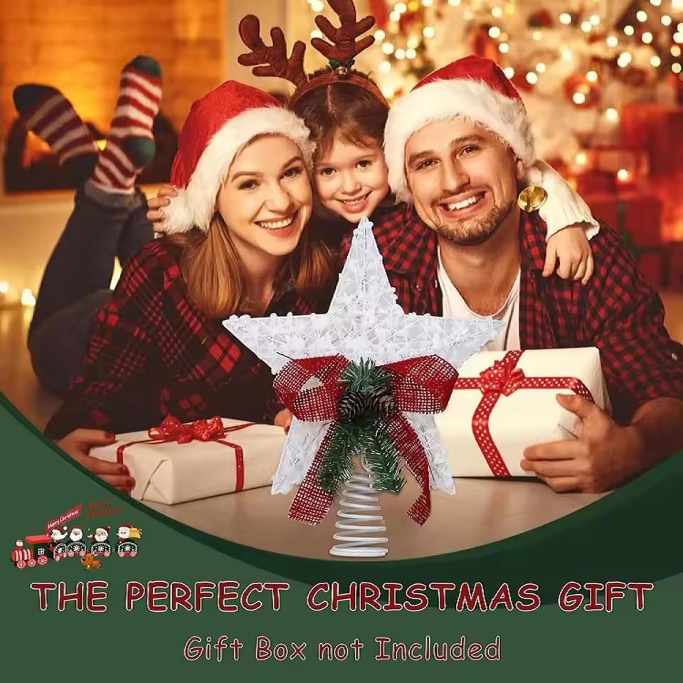 LED Christmas Tree Star Light Topper Battery Operated Treetop Decoration Hanging Xmas Decoration Ornament Topper Christmas Star