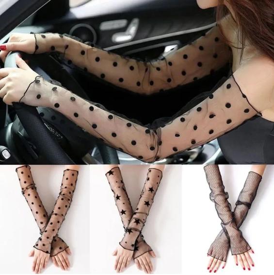 

Summer Sun Sleeves Mesh Material Breathable Lace Arm Sleeves One Size