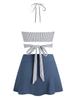 2025 European & American Sexy Backless Split Swimsuit Bikini with Solid Color Skirt Style for Women