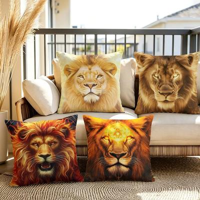 Lion Fashion Cushion Cover Soft Plush Throw Pillow Cover DoubleSided Decorative Cushion Case Sofa Bedroom Home Decor