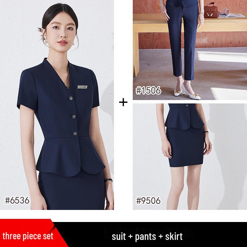 Women's Professional Workwear Set: Short-Sleeve Receptionist Manager Suit 2025