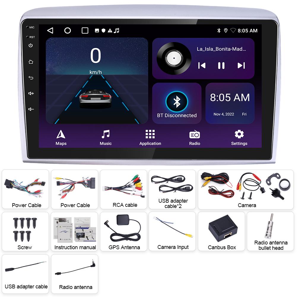 Car Navigation System, 2+32GB, Android 15, 9-inch, Compatible with 2003–2008 Fiat Lancia (Base Model)