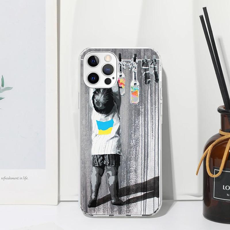 Street Art Banksy Graffiti Phone Case For Iphone 17 Air 16 15 Plus 16E 14 Pro Max 13 Mini 12 11 7 8 SE Fundas Soft Back Cover 17