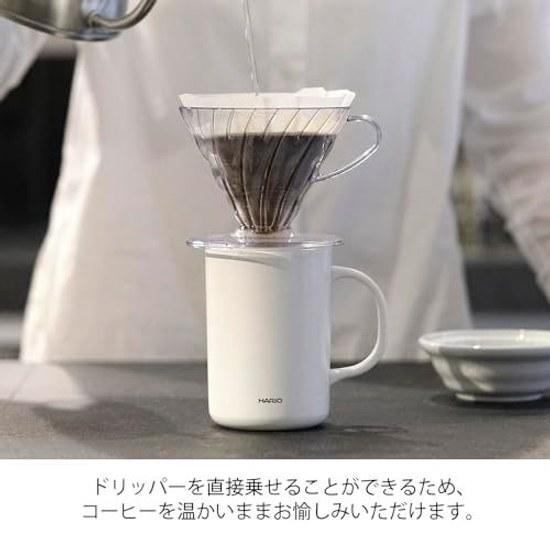 HARIO Ceramic Coating Vacuum Double-Walled Insulated Mug White 470ml Lid CMG-470-W