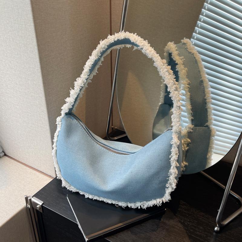 

Niche Design Fashion Autumn Simple Сумка через подмышку Индивидуальная простая повседневная сумка через плечо Moon для женщин Маленькие сумки 32x9x14cm синий