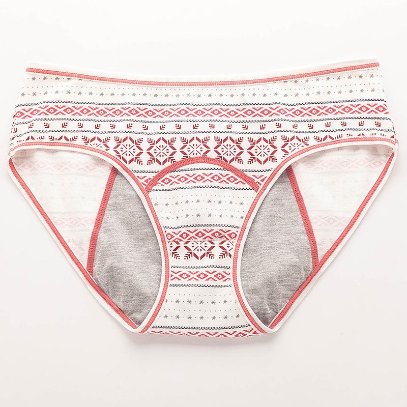 Small Floral Mid Waist Briefs Menstrual Underwear Front and Back Leak Proof Plus Size Physiological Pants for Women Panties