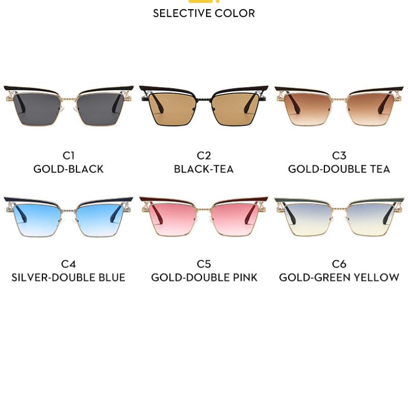 Women's sunglasses, fashionable metal cat eye sunglasses.