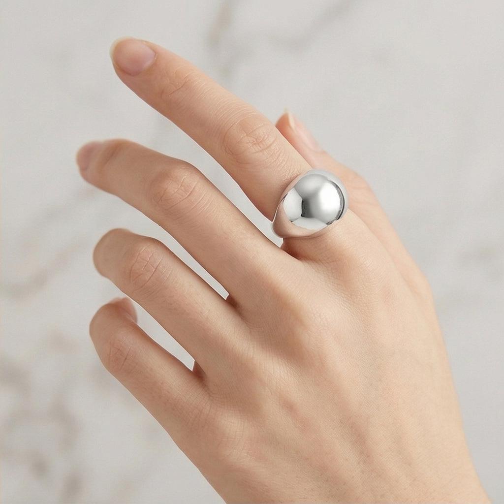 18K Gold Plated Geometric Line Ring - Fashionable, Light Luxury, High-End Feel Size 7