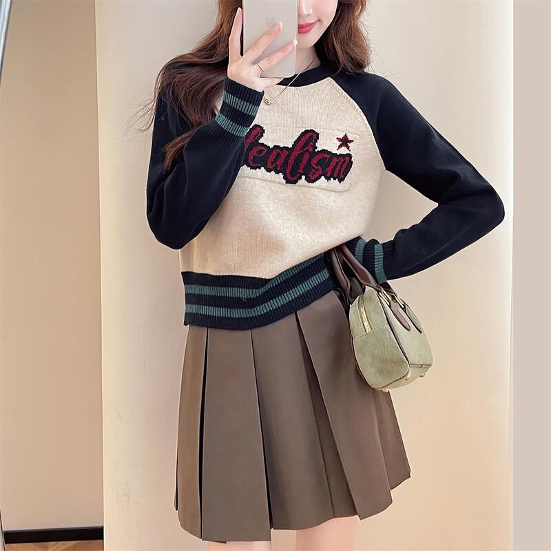 

TonLion American Letter Raglan Sleeve Pullover Sweater M