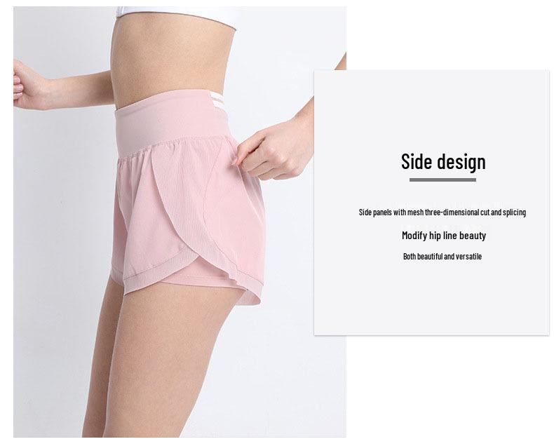 Women's Quick-Dry Breathable Summer Sports Yoga Shorts – Fake Two-Piece, Anti-Exposure, Casual & Loose Fit for Running and Fitness