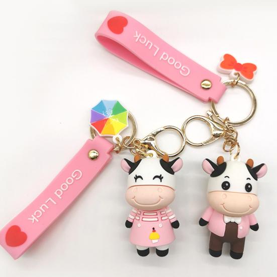 Breloc Papușă Vacă Desene Animat Geantă de școală Pandantiv Breloc pentru mașină Portar cheie pentru cuplu Cadou