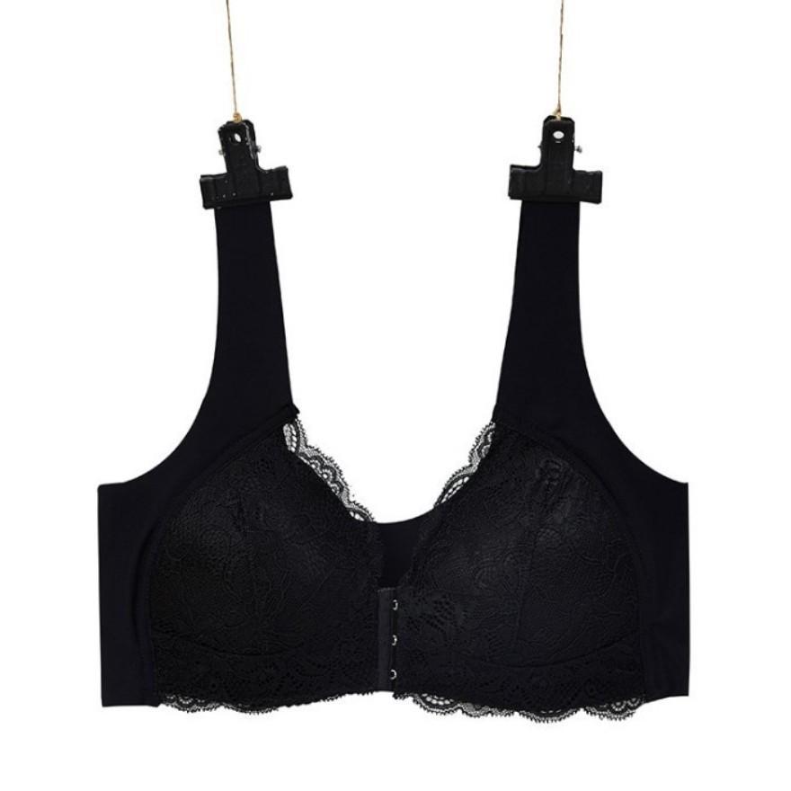 Plus Size Seamless Lace Nursing Bra with Front Buckle & U-Shape Back