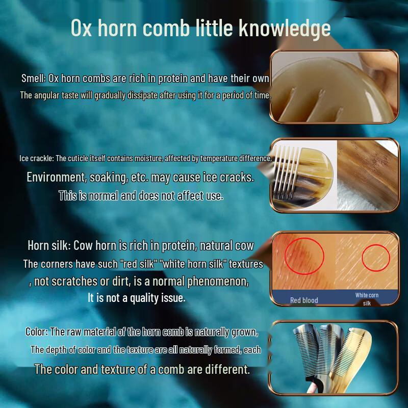 Natural Ox Horn Comb Gift Set
