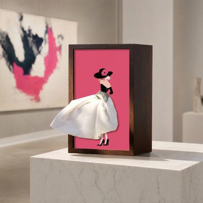 Walnussholz-Taschentuchbox mit künstlerischem Ballettänzerinnen-Rock-Design, Mehrzweck