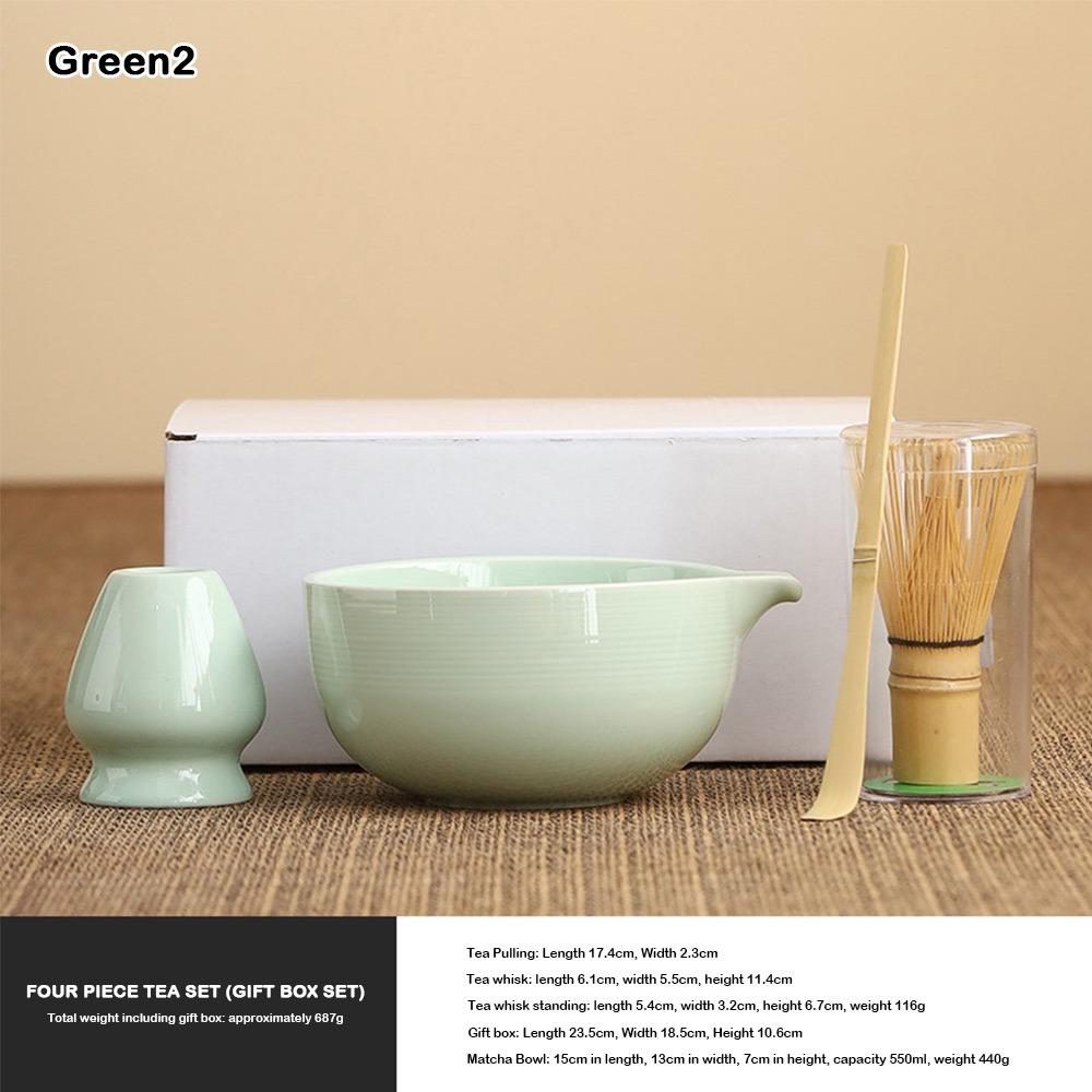 4PCS Ceramic Bamboo Japanese Matcha Tea Set Matcha Bowl Reusable Matcha Whisk Set Matcha Whisk Holder Matcha Making Kit