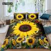 Sunflower Duvet Cover Set Queen Set Milk Cow Comforter Cover Black White Abstract Bedding Set Plant Leaf Polyester Quilt Cover