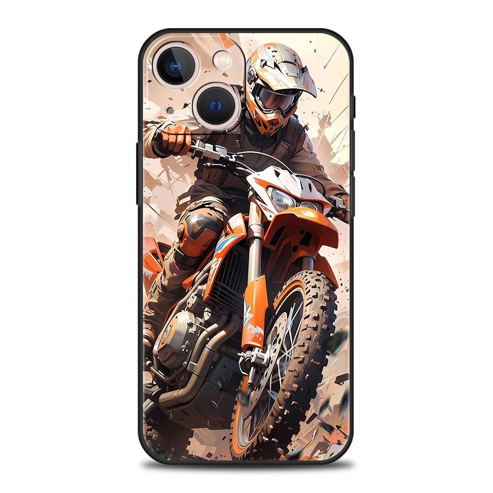 Moto Cross Motorcycle Sports Phone Case For iPhone 17 16 15 Pro Max 11 12 13 14 7 8 Plus SE 2020 X XR XS Cover Soft Black
