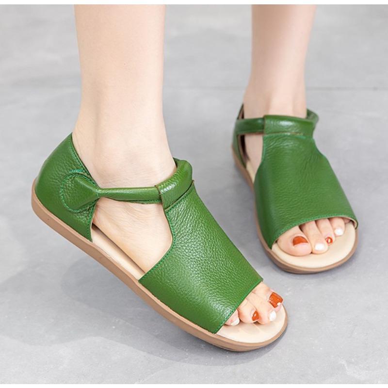 Sommer Leder Vintage Handgemachte Sandalen Flache Lederschuhe Sandalen mit offenen Zehen