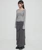 Peulleeoeob Asymmetrical Draped Long Skirt (Fl-263_Dark Gray)