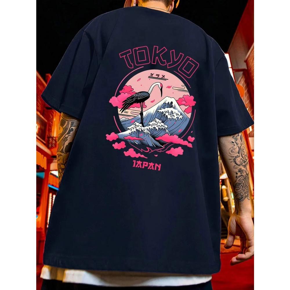 Pánské bavlněné tričko Tokio Luxusní značka Móda Nadměrná velikost Top Ležérní Krátký rukáv Streetwear Klasický potisk Novinka Tričko S-4XL