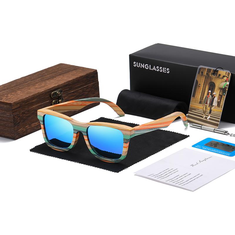 GM Fashion Skateboard Wood Bamboo Sunglasses Polarized for Women Mens New Brand Designer Wooden Sun Glasses UV400 Box 3834