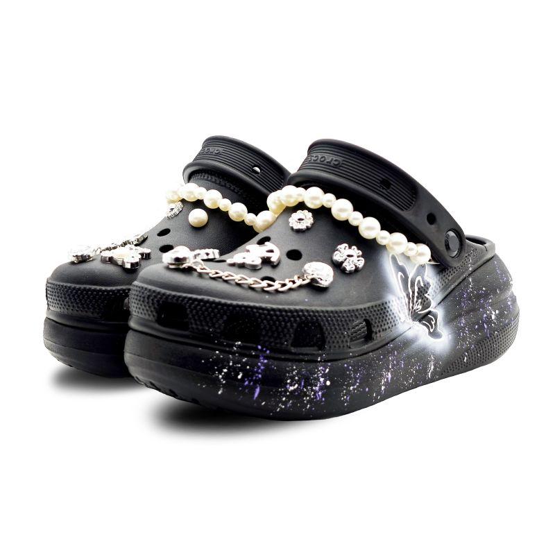 Crocs EVA Puffs Dream Butterfly Stars Noble Non-slip Abrasion Resistant Hole Shoes Unisex Black
