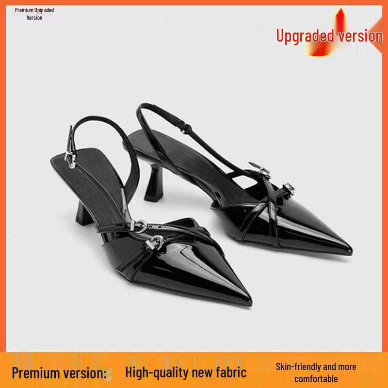 

2025 Spring British Style Kitten Heel Peep Toe Sandals with Strap Size 42: For wide feet, choose one size up