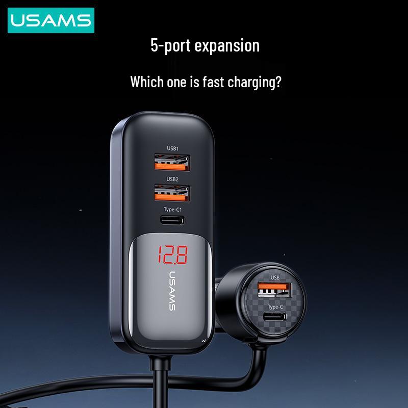 

USAMS 60 Вт Двойное PD & QC3.0 Быстрое автомобильное зарядное устройство для мобильных телефонов хаки