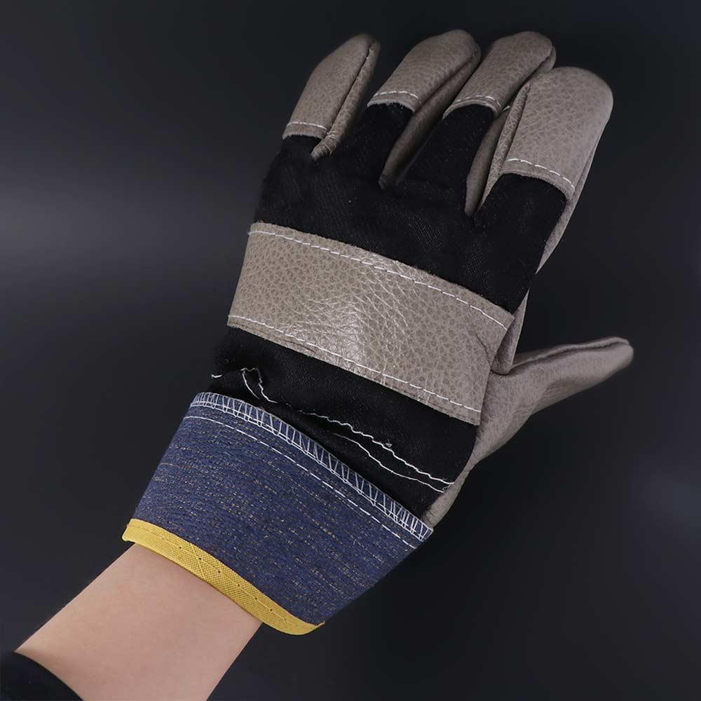 1 Pair Thickened Leather Work Gloves Abrasion Resistant Welder Gloves Metalworking Gardening