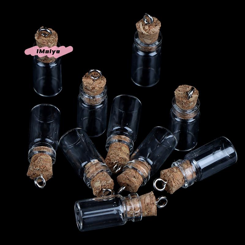 M-10Pcs Mini Glass Bottles Small Vials Cork Glass Jars Multi Usage Cork Wish Glass Empty Mini DIY Craft Supplies Home Decor