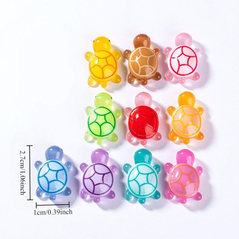 20-Pack Luminous Mini Resin Turtle Statues for Ocean Theme Party Decorations and DIY Garden Micro Landscape Bead Crafts