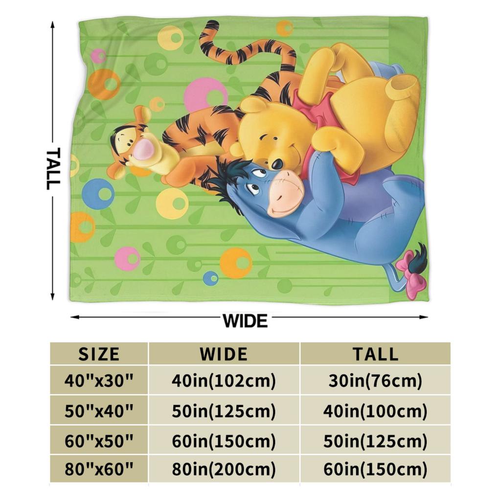 Pooh and Friends Blankets Flannel Summer Air Conditioning Winnie The Pooh Breathable Soft Throw Blankets Sofa Travel Rug Piece