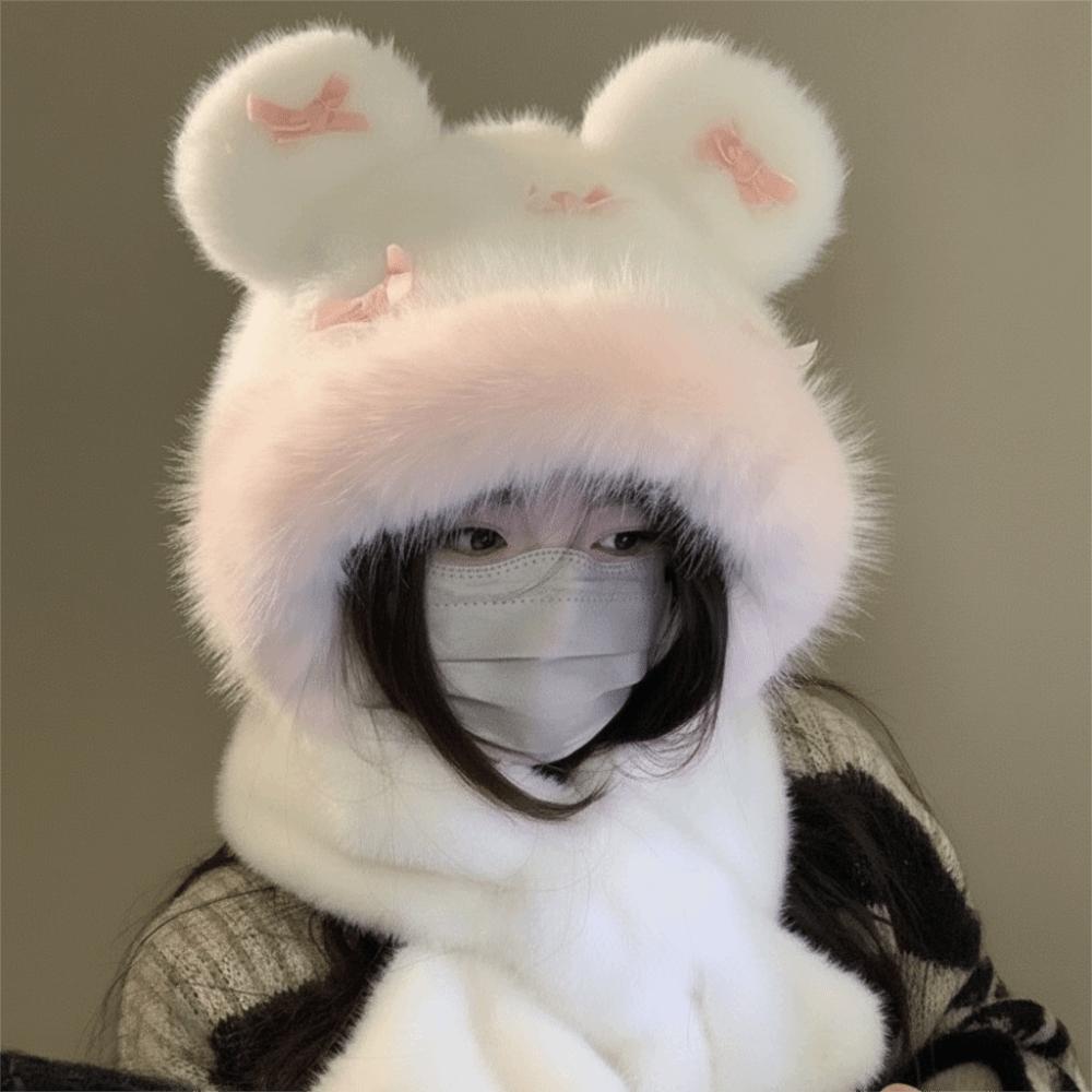 Ear Protection Bow Ear Protection Hat Thickened Lei Feng Cap Balaclava Hat  Female/Girls