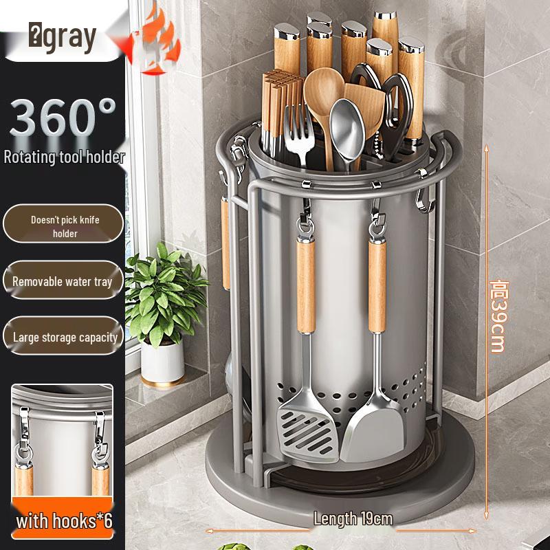 Nana Rotating Kitchen Storage Rack with Knife Holder