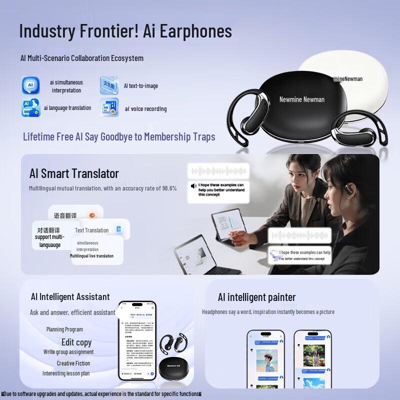 Newmine M17 Clip-On Wireless Bluetooth Earphones with AI Translation