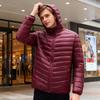 Herren Daunenmantel mit Kapuze Leicht Warm Winterjacke Langärmlig Reißverschluss Winddicht Kaltes Wetter Oberbekleidung