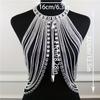 Multi Layers Shiny White Zircon Tassel Neck Chest Chain Sexy Body Chain Jewelry Decoration