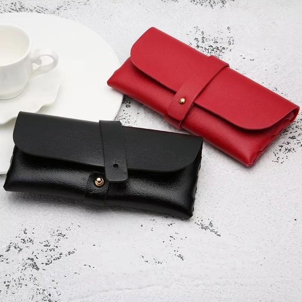 New Handmade Glasses Case Soft Cover Bag PU Leather Glasses Box Lightweight Buckle Clamshell Spectacle Case Women Men