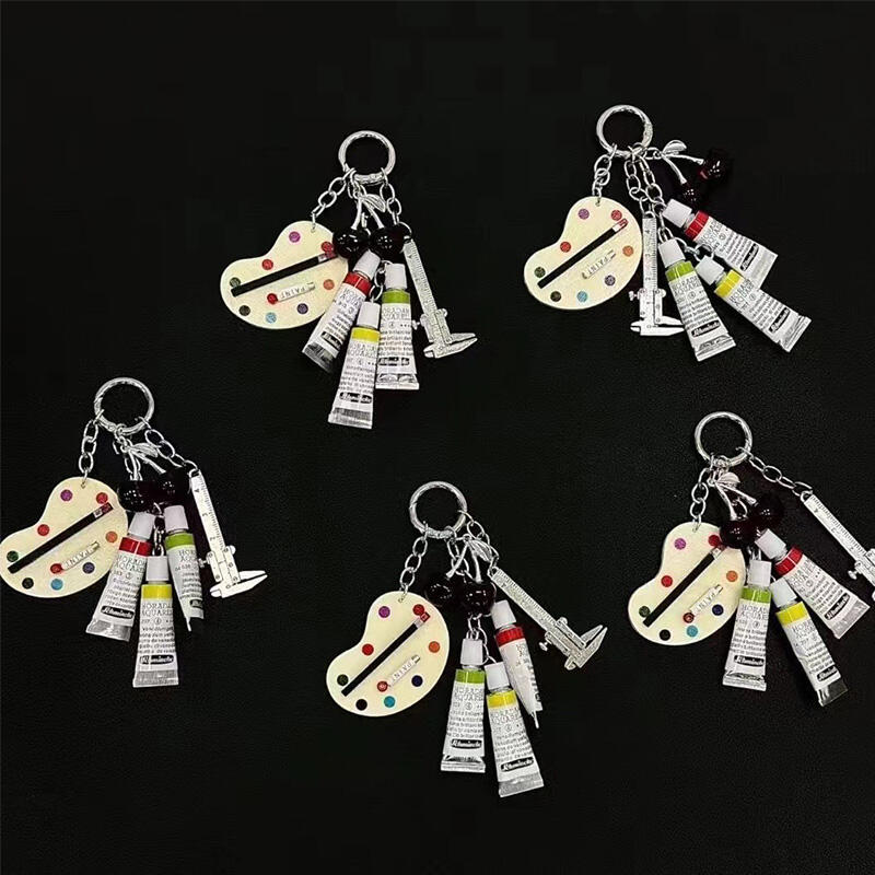 Art Watercolor Paint Palette Keychain Bag Charm Key Ring Goods