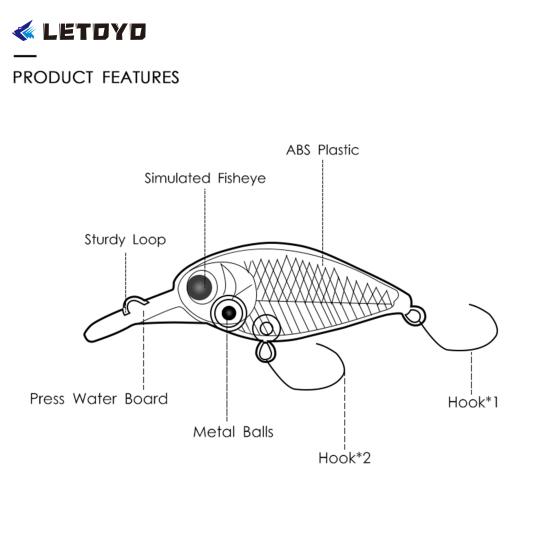 3.2g 5cm 3D Eyes Fishing Lure Simulated Shallow Diving  Slow Sink Artificial Hard Bait