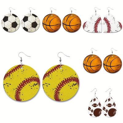 Stilvolle Sport-Ohrringe aus PU-Leder für Damen – Schmuck in Wassertropfen- und runder Kugelform
