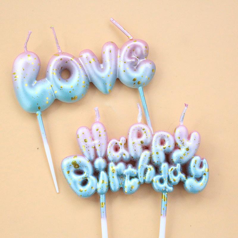 New Galaxy Starry Sky Gradient Pink and Blue Letter Personalized Candle Valentine's Day Party Atmosphere Love Candle
