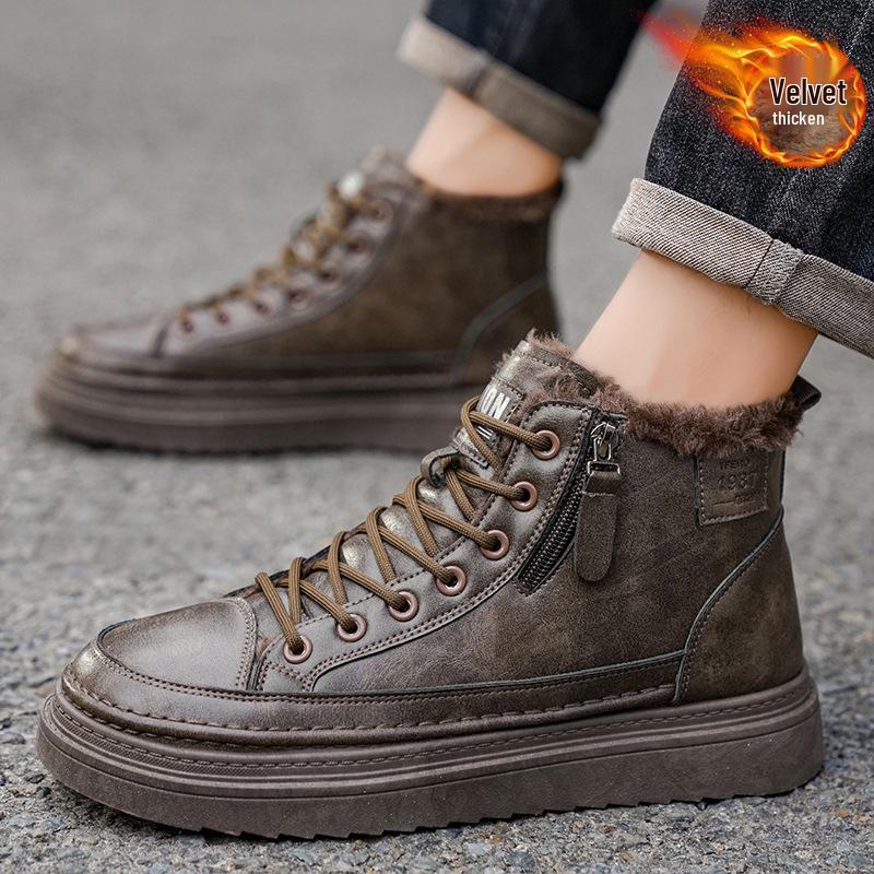 Men's Winter Fleece-Lined Waterproof Non-Slip Martin Boots - Warm, Durable, and Versatile.