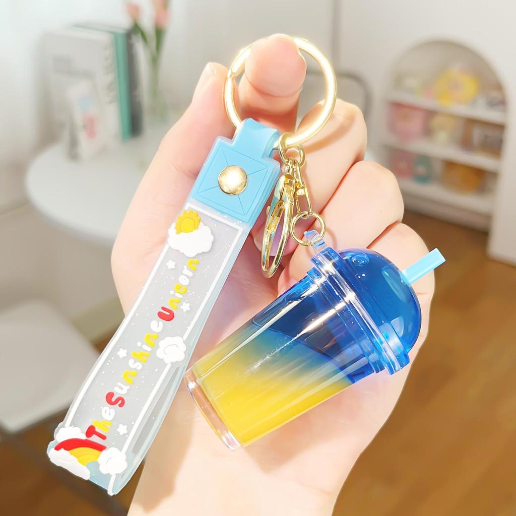 Acrylic Milk Tea Keychain: Cute Coffee Cup Glitter Pendant Charm