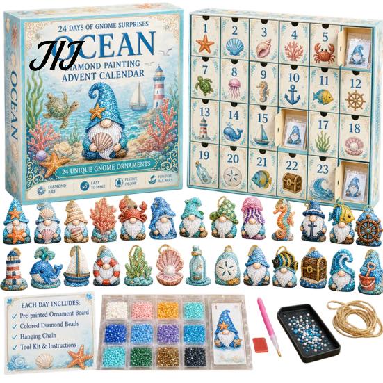 Scatola Conto alla Rovescia per Rituale di Halloween Calendario dell'Avvento Gnomo, Arte Creativa con Diamanti Finti Fai-da-te per Natale Idea Regalo Festivo Kit Creativo, Ornamenti da Appendere Fatti a Mano