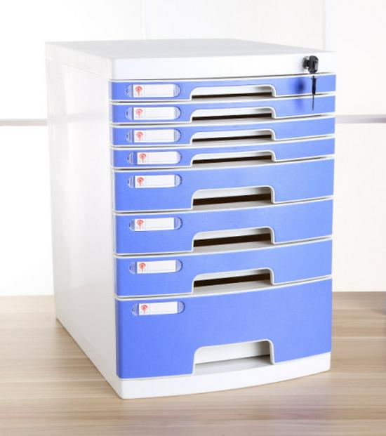 4-Drawer Lockable Plastic Office File Cabinet, Thickened Storage Box