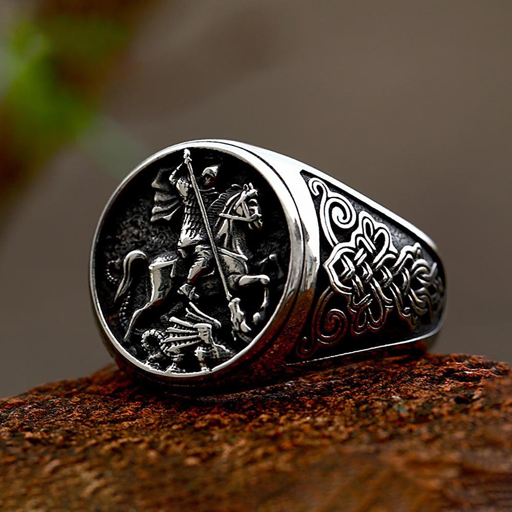 

Vintage Gothic Knight Dragon Ring Punk Hip Hop for Man Boys Stainless Steel Celtic Knot Rings Fashion Jewelry Gift Size 7-13 13