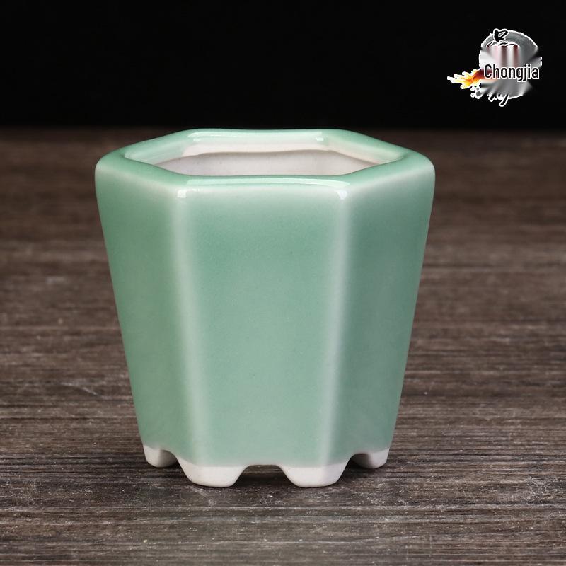 Ceramic Purple Clay Succulent Bonsai Pot - High-End Glazed Mini Flower Pot 