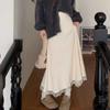 Korean-Style Women's Autumn Winter High Waist Slim-Fitting Knitted Midi Skirt with Lace Trim A-Line Versatile Knitted Skirt