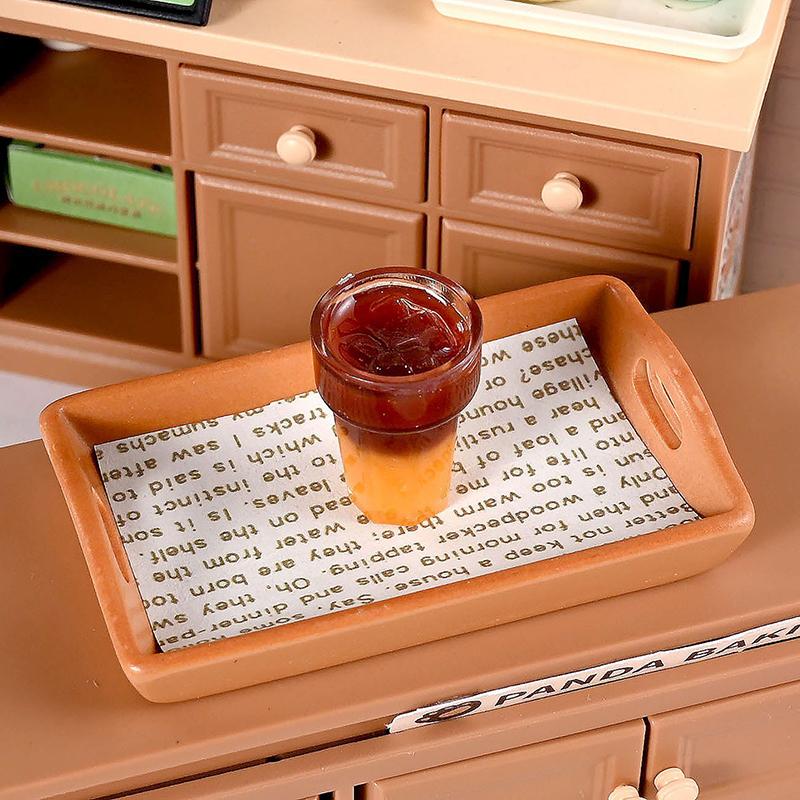Miniature Dollhouse Decor Mini Milk Tea Cake With Plate For Kid Pretend Play Toys